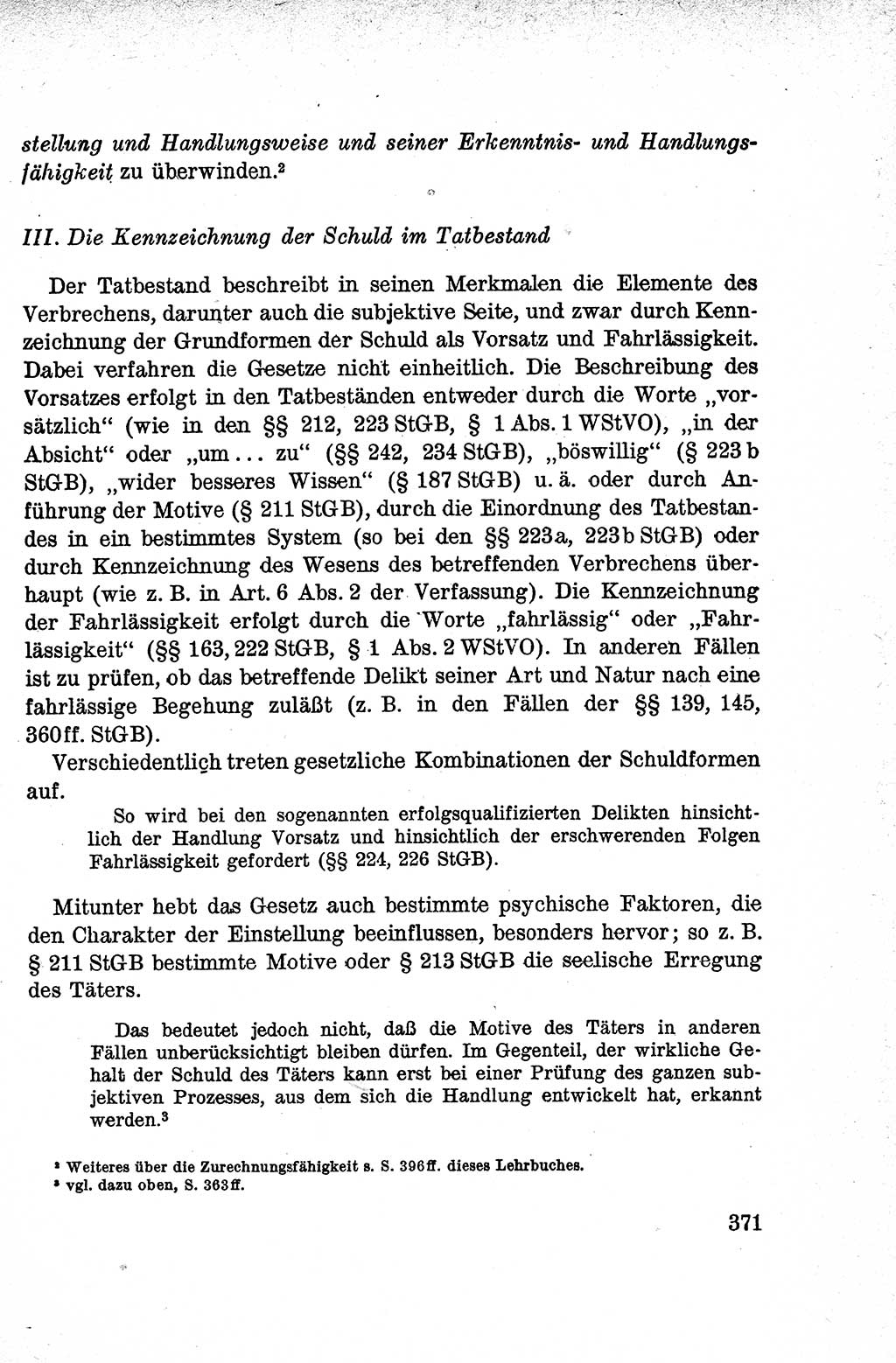 Lehrbuch des Strafrechts der Deutschen Demokratischen Republik (DDR), Allgemeiner Teil 1959, Seite 371 (Lb. Strafr. DDR AT 1959, S. 371)