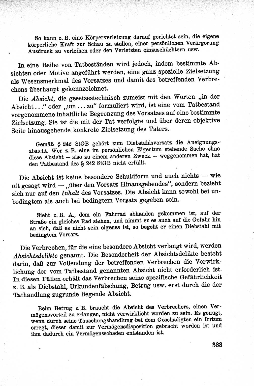 Lehrbuch des Strafrechts der Deutschen Demokratischen Republik (DDR), Allgemeiner Teil 1959, Seite 383 (Lb. Strafr. DDR AT 1959, S. 383)