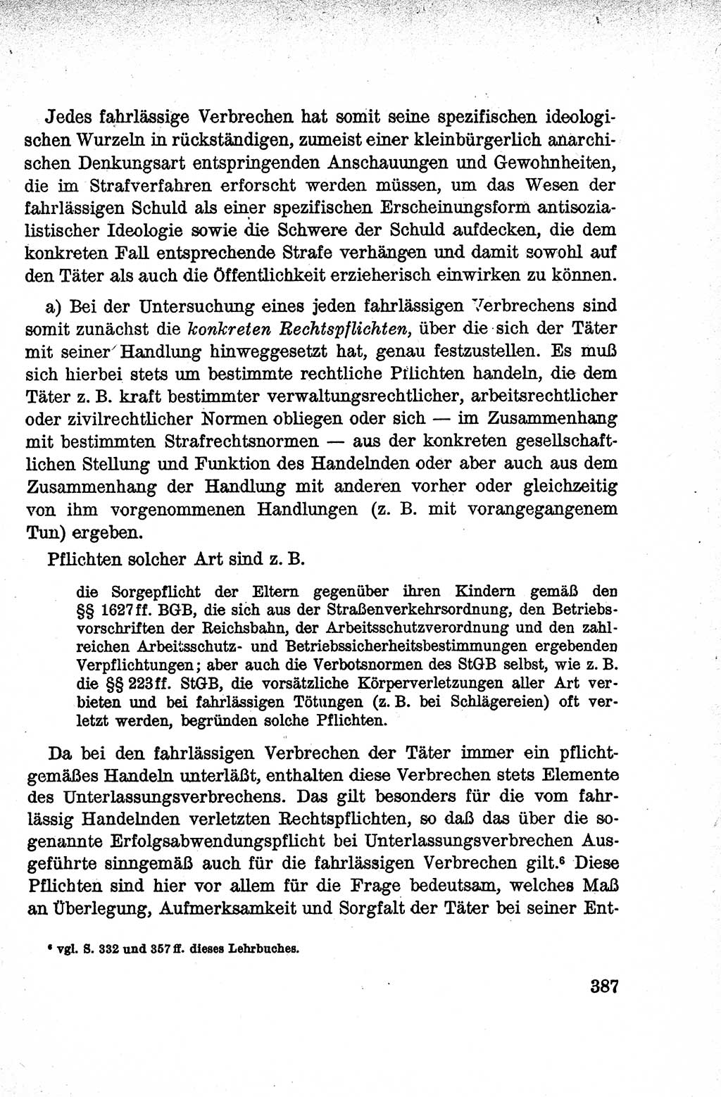 Lehrbuch des Strafrechts der Deutschen Demokratischen Republik (DDR), Allgemeiner Teil 1959, Seite 387 (Lb. Strafr. DDR AT 1959, S. 387)