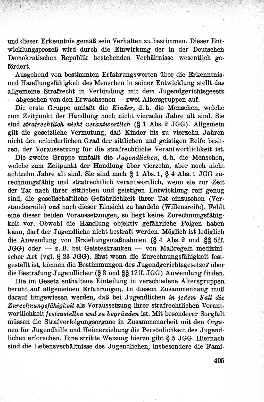 Lehrbuch des Strafrechts der Deutschen Demokratischen Republik (DDR), Allgemeiner Teil 1959, Seite 405 (Lb. Strafr. DDR AT 1959, S. 405)