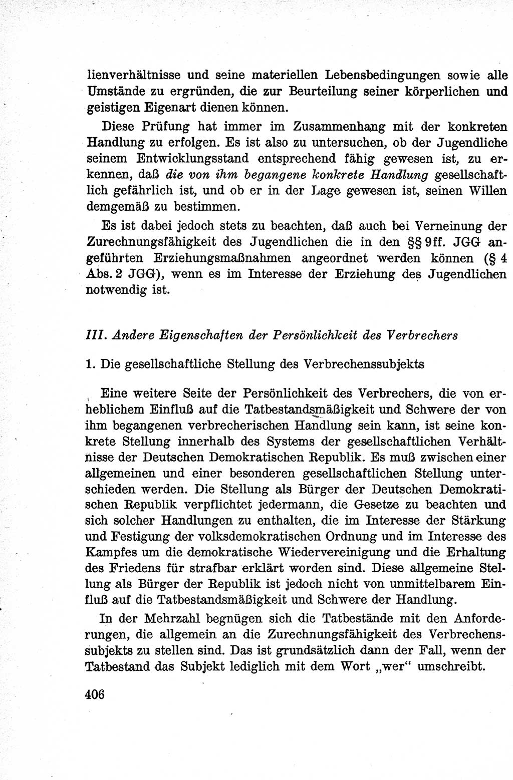 Lehrbuch des Strafrechts der Deutschen Demokratischen Republik (DDR), Allgemeiner Teil 1959, Seite 406 (Lb. Strafr. DDR AT 1959, S. 406)