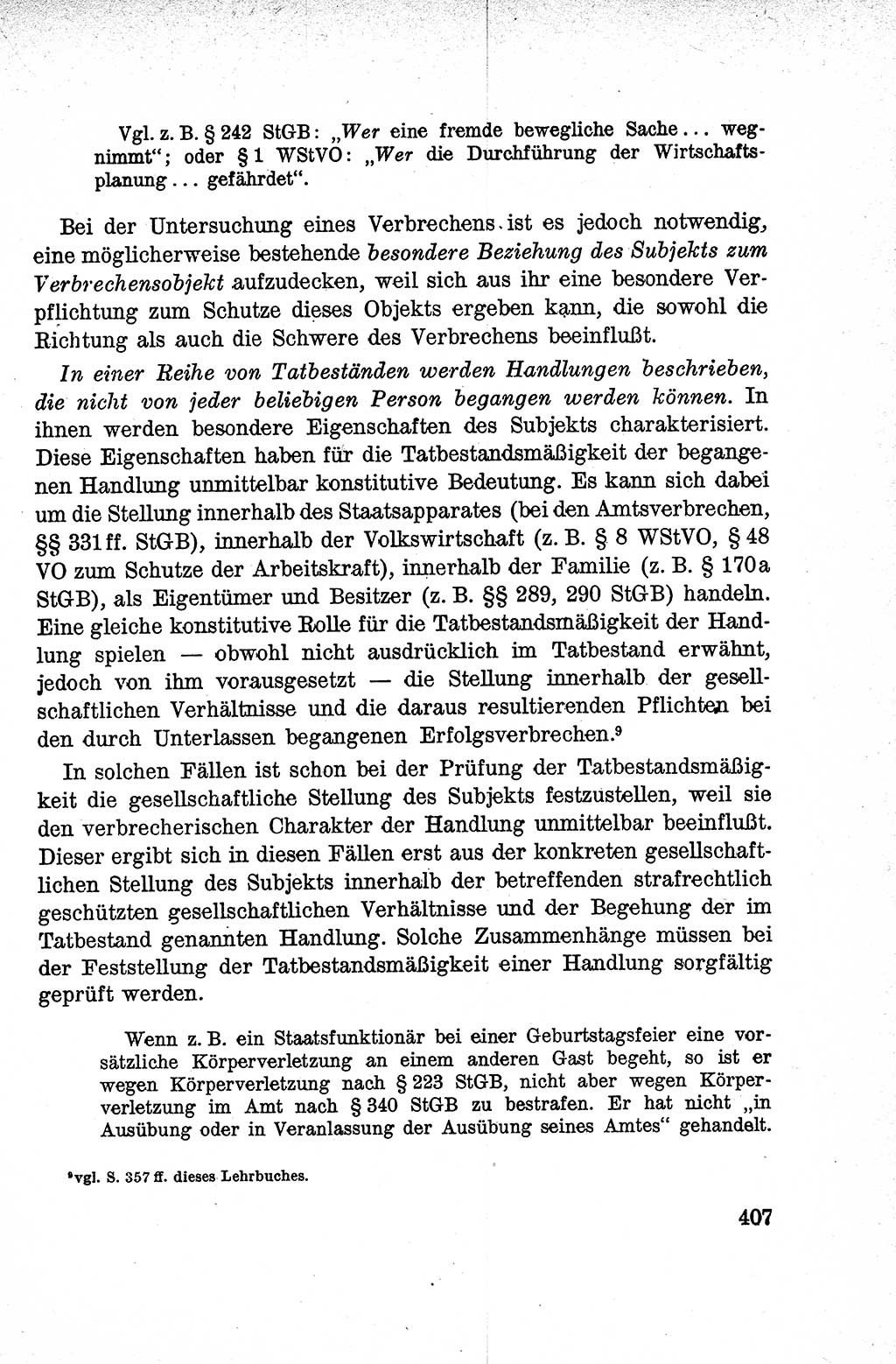 Lehrbuch des Strafrechts der Deutschen Demokratischen Republik (DDR), Allgemeiner Teil 1959, Seite 407 (Lb. Strafr. DDR AT 1959, S. 407)