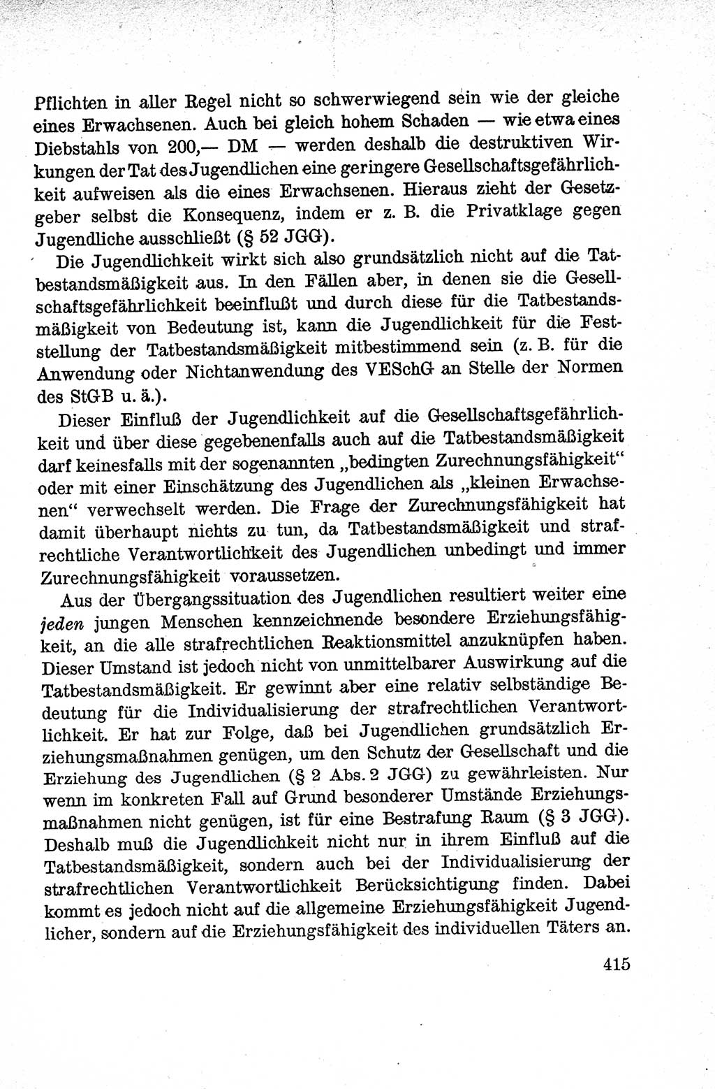 Lehrbuch des Strafrechts der Deutschen Demokratischen Republik (DDR), Allgemeiner Teil 1959, Seite 415 (Lb. Strafr. DDR AT 1959, S. 415)
