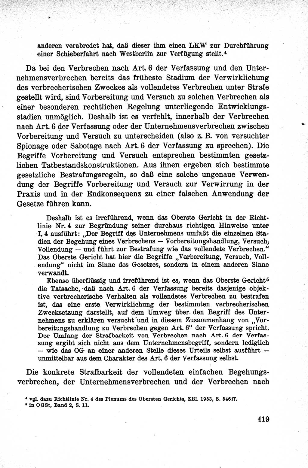 Lehrbuch des Strafrechts der Deutschen Demokratischen Republik (DDR), Allgemeiner Teil 1959, Seite 419 (Lb. Strafr. DDR AT 1959, S. 419)