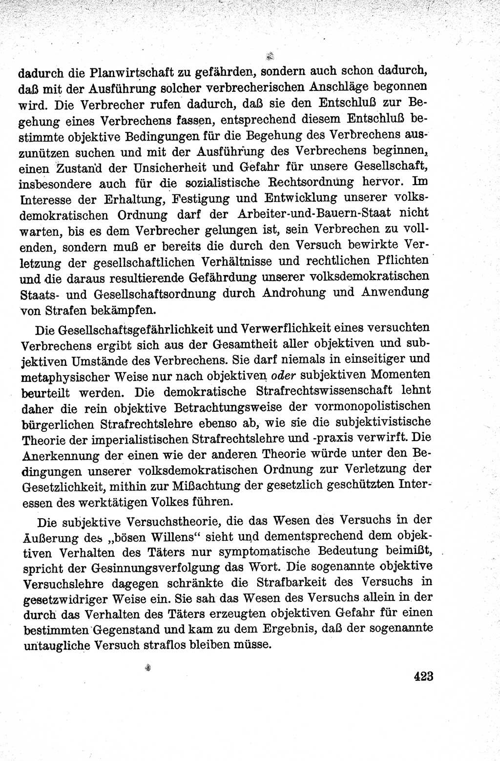 Lehrbuch des Strafrechts der Deutschen Demokratischen Republik (DDR), Allgemeiner Teil 1959, Seite 423 (Lb. Strafr. DDR AT 1959, S. 423)