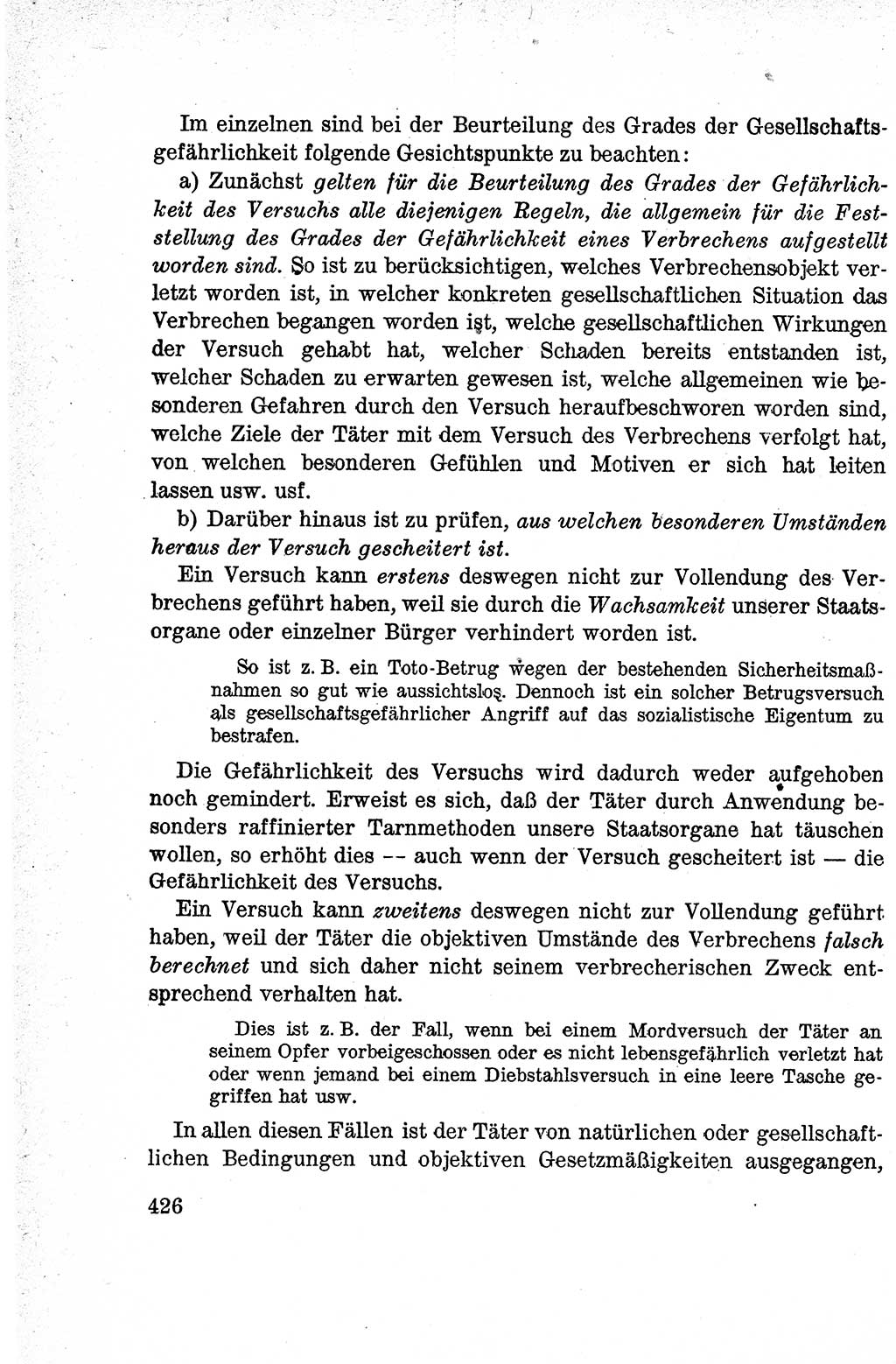 Lehrbuch des Strafrechts der Deutschen Demokratischen Republik (DDR), Allgemeiner Teil 1959, Seite 426 (Lb. Strafr. DDR AT 1959, S. 426)