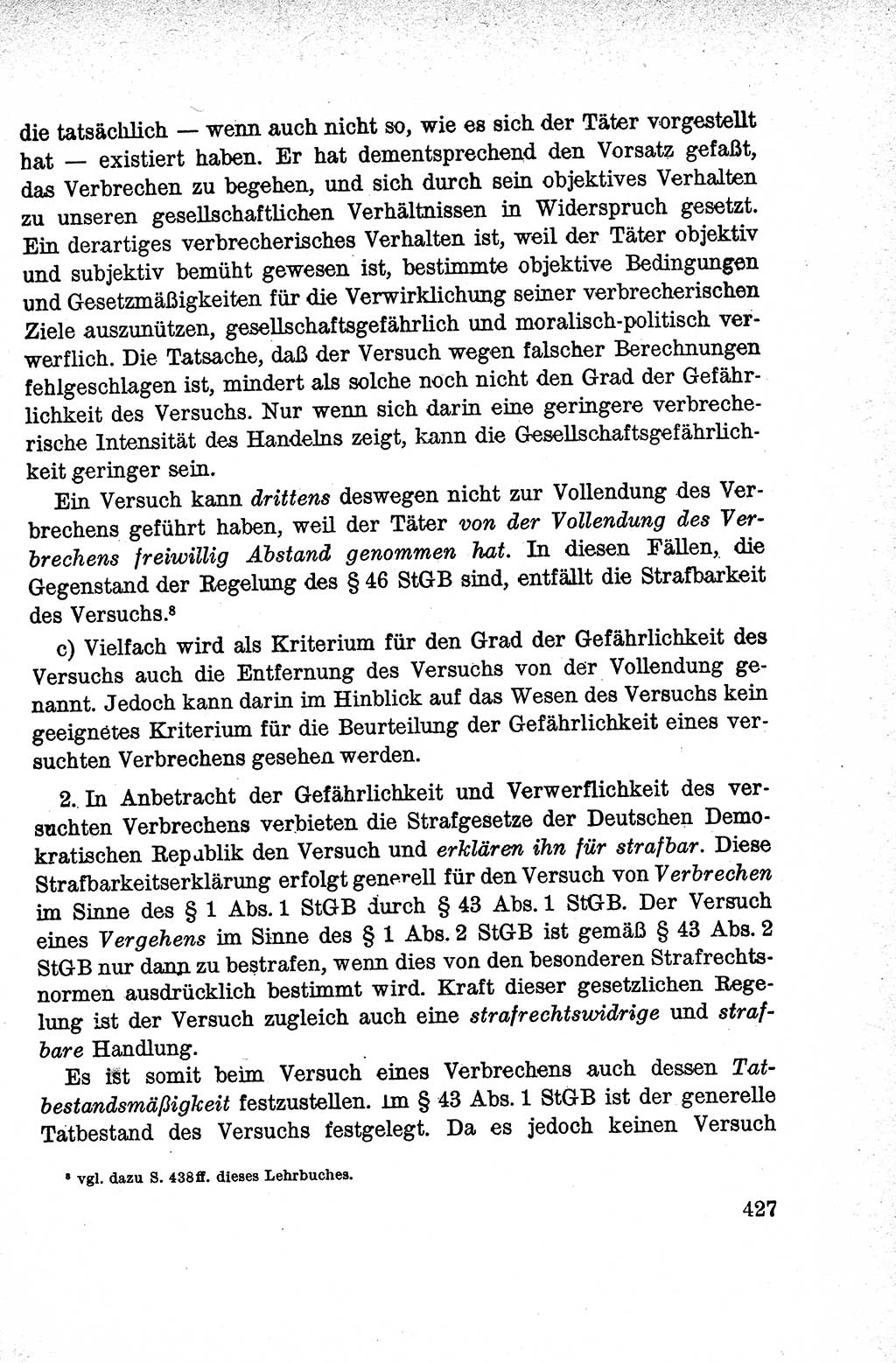 Lehrbuch des Strafrechts der Deutschen Demokratischen Republik (DDR), Allgemeiner Teil 1959, Seite 427 (Lb. Strafr. DDR AT 1959, S. 427)