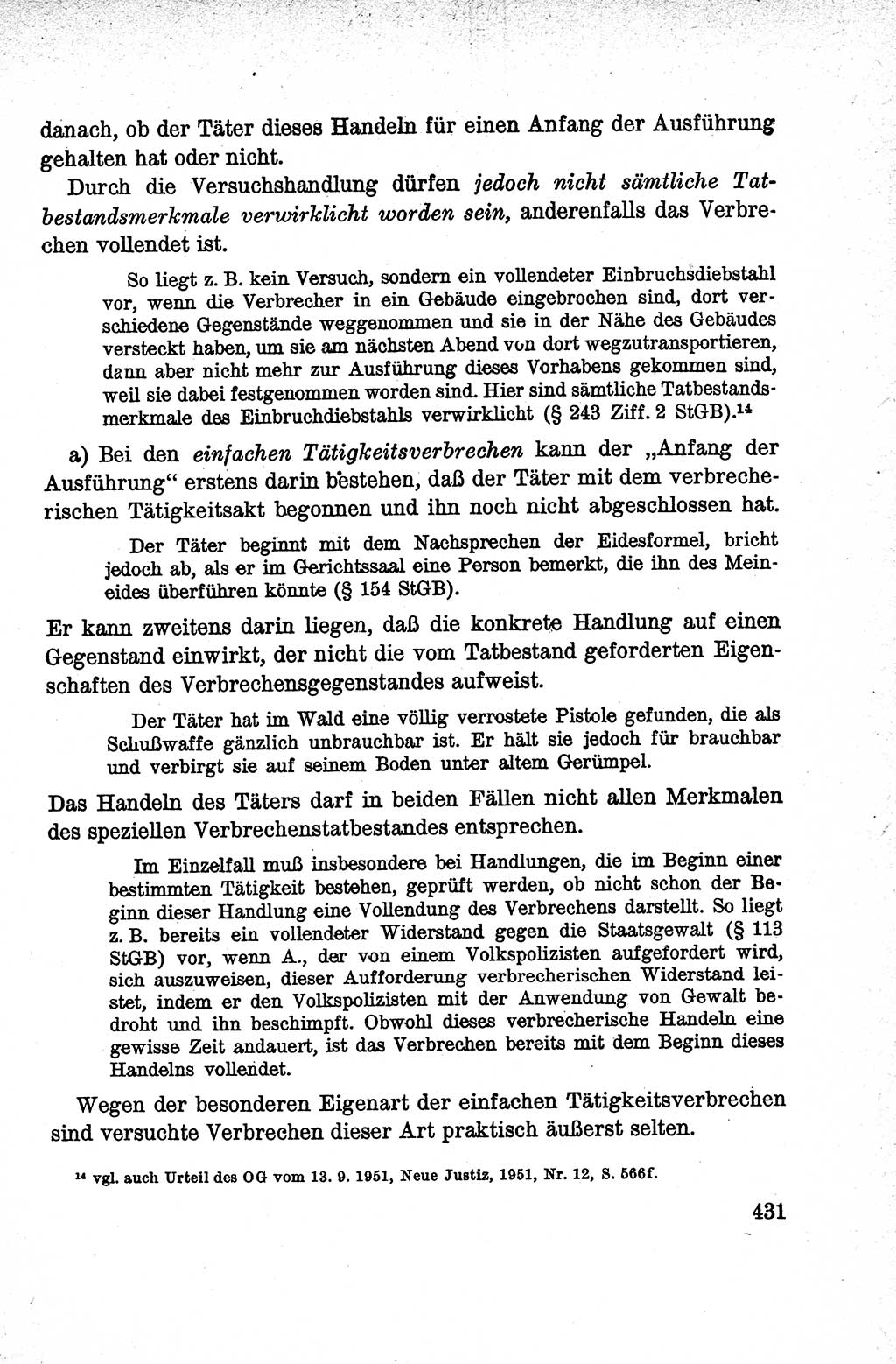 Lehrbuch des Strafrechts der Deutschen Demokratischen Republik (DDR), Allgemeiner Teil 1959, Seite 431 (Lb. Strafr. DDR AT 1959, S. 431)