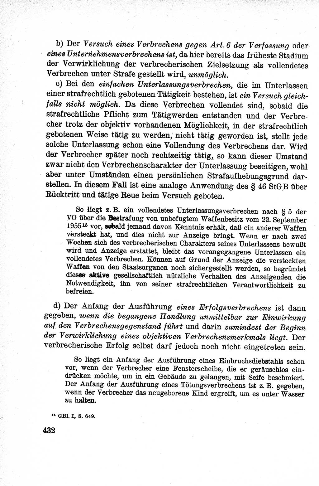 Lehrbuch des Strafrechts der Deutschen Demokratischen Republik (DDR), Allgemeiner Teil 1959, Seite 432 (Lb. Strafr. DDR AT 1959, S. 432)