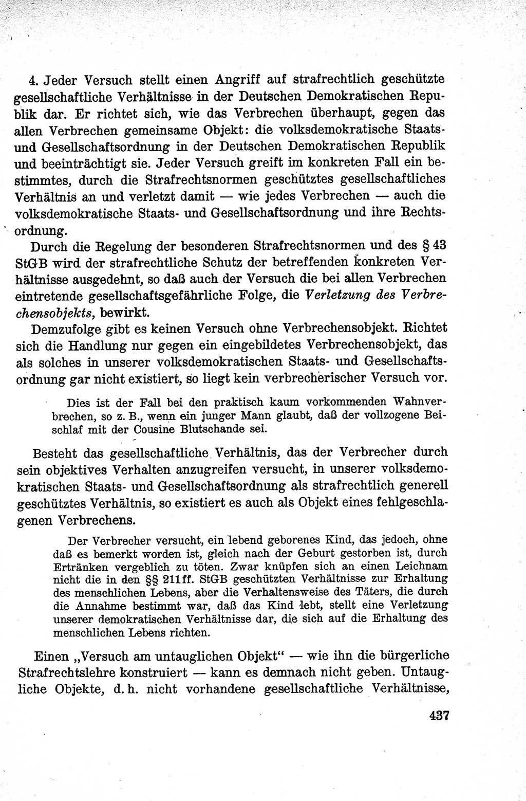 Lehrbuch des Strafrechts der Deutschen Demokratischen Republik (DDR), Allgemeiner Teil 1959, Seite 437 (Lb. Strafr. DDR AT 1959, S. 437)