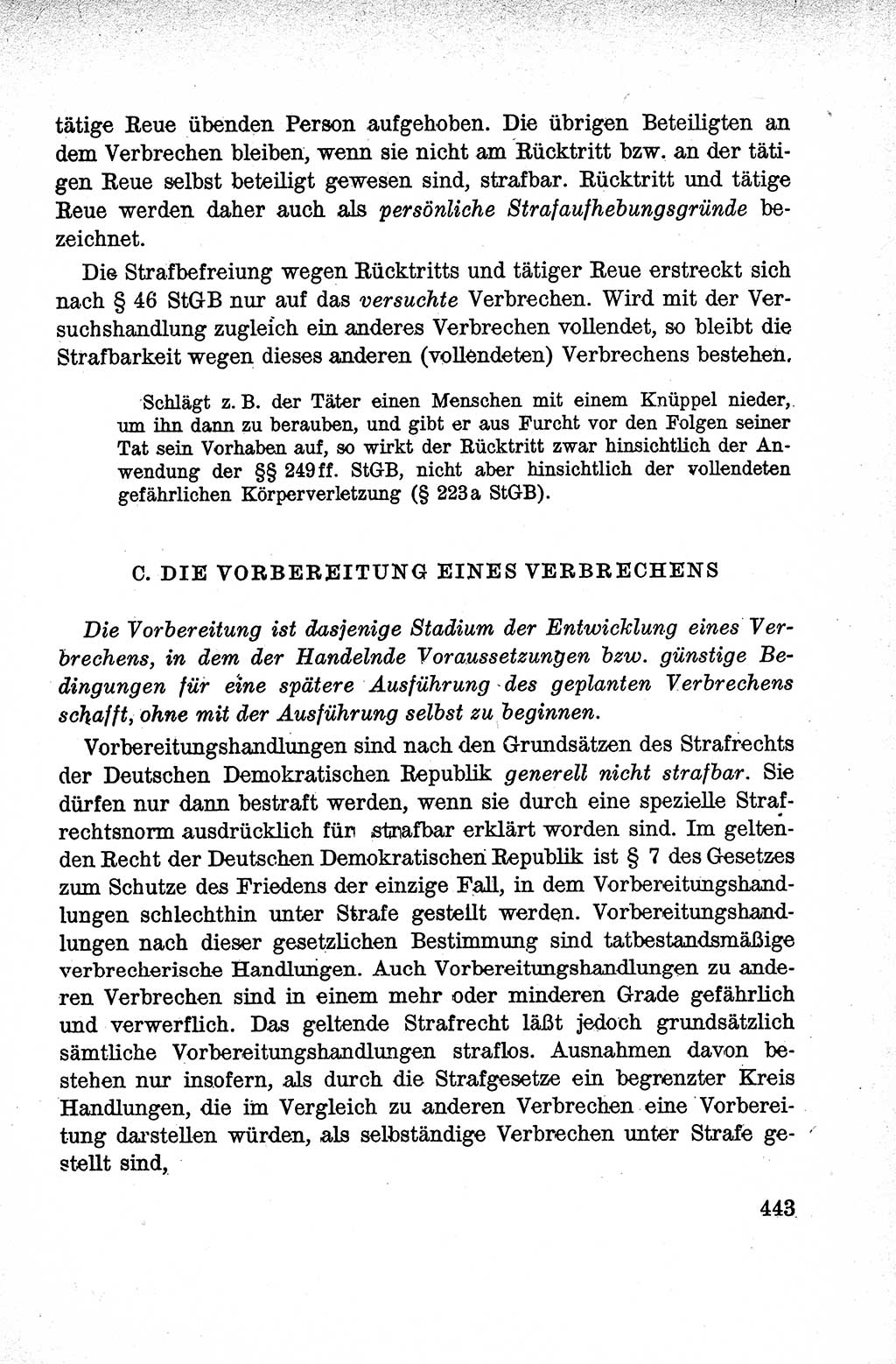 Lehrbuch des Strafrechts der Deutschen Demokratischen Republik (DDR), Allgemeiner Teil 1959, Seite 443 (Lb. Strafr. DDR AT 1959, S. 443)