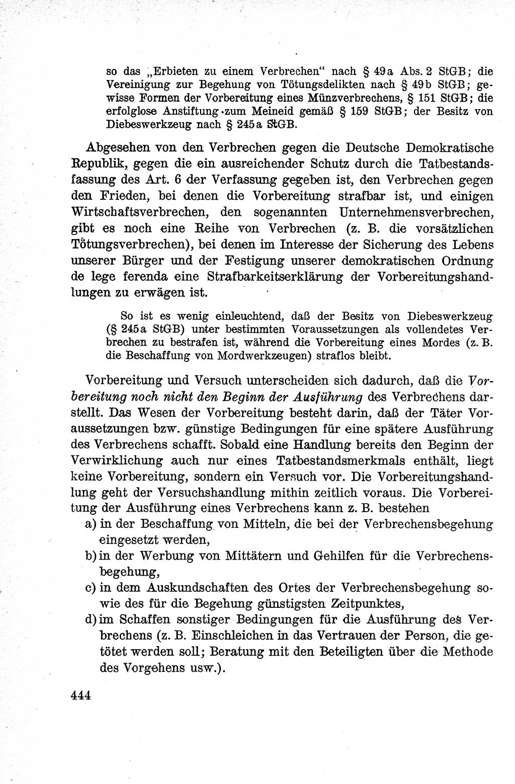 Lehrbuch des Strafrechts der Deutschen Demokratischen Republik (DDR), Allgemeiner Teil 1959, Seite 444 (Lb. Strafr. DDR AT 1959, S. 444)