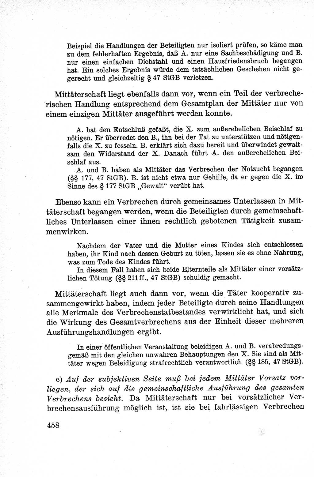 Lehrbuch des Strafrechts der Deutschen Demokratischen Republik (DDR), Allgemeiner Teil 1959, Seite 458 (Lb. Strafr. DDR AT 1959, S. 458)