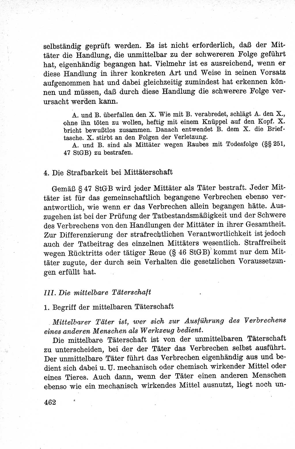 Lehrbuch des Strafrechts der Deutschen Demokratischen Republik (DDR), Allgemeiner Teil 1959, Seite 462 (Lb. Strafr. DDR AT 1959, S. 462)