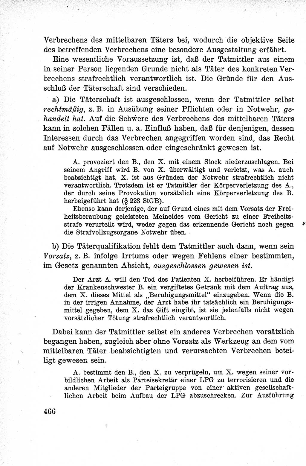 Lehrbuch des Strafrechts der Deutschen Demokratischen Republik (DDR), Allgemeiner Teil 1959, Seite 466 (Lb. Strafr. DDR AT 1959, S. 466)