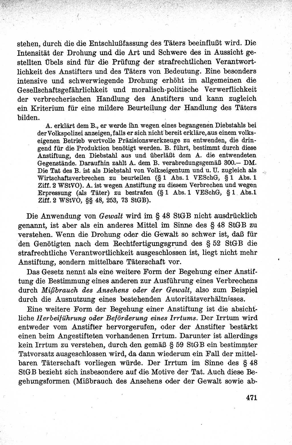 Lehrbuch des Strafrechts der Deutschen Demokratischen Republik (DDR), Allgemeiner Teil 1959, Seite 471 (Lb. Strafr. DDR AT 1959, S. 471)
