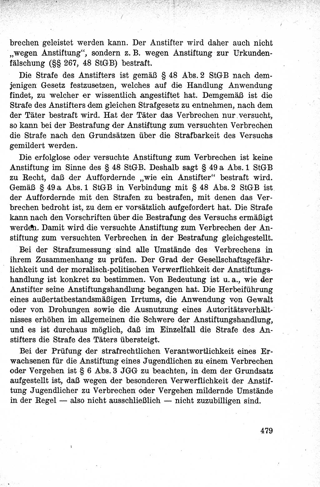 Lehrbuch des Strafrechts der Deutschen Demokratischen Republik (DDR), Allgemeiner Teil 1959, Seite 479 (Lb. Strafr. DDR AT 1959, S. 479)