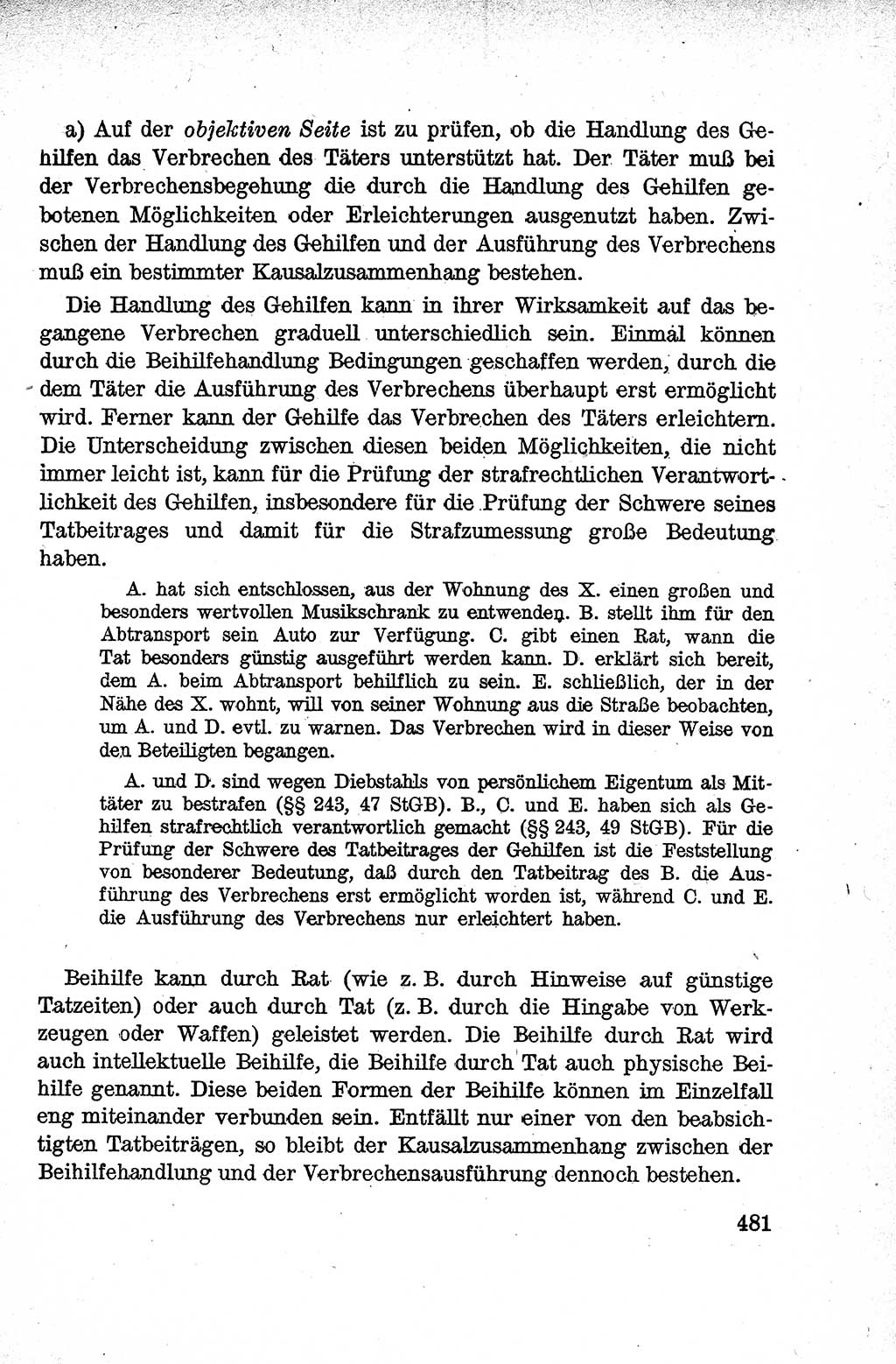 Lehrbuch des Strafrechts der Deutschen Demokratischen Republik (DDR), Allgemeiner Teil 1959, Seite 481 (Lb. Strafr. DDR AT 1959, S. 481)