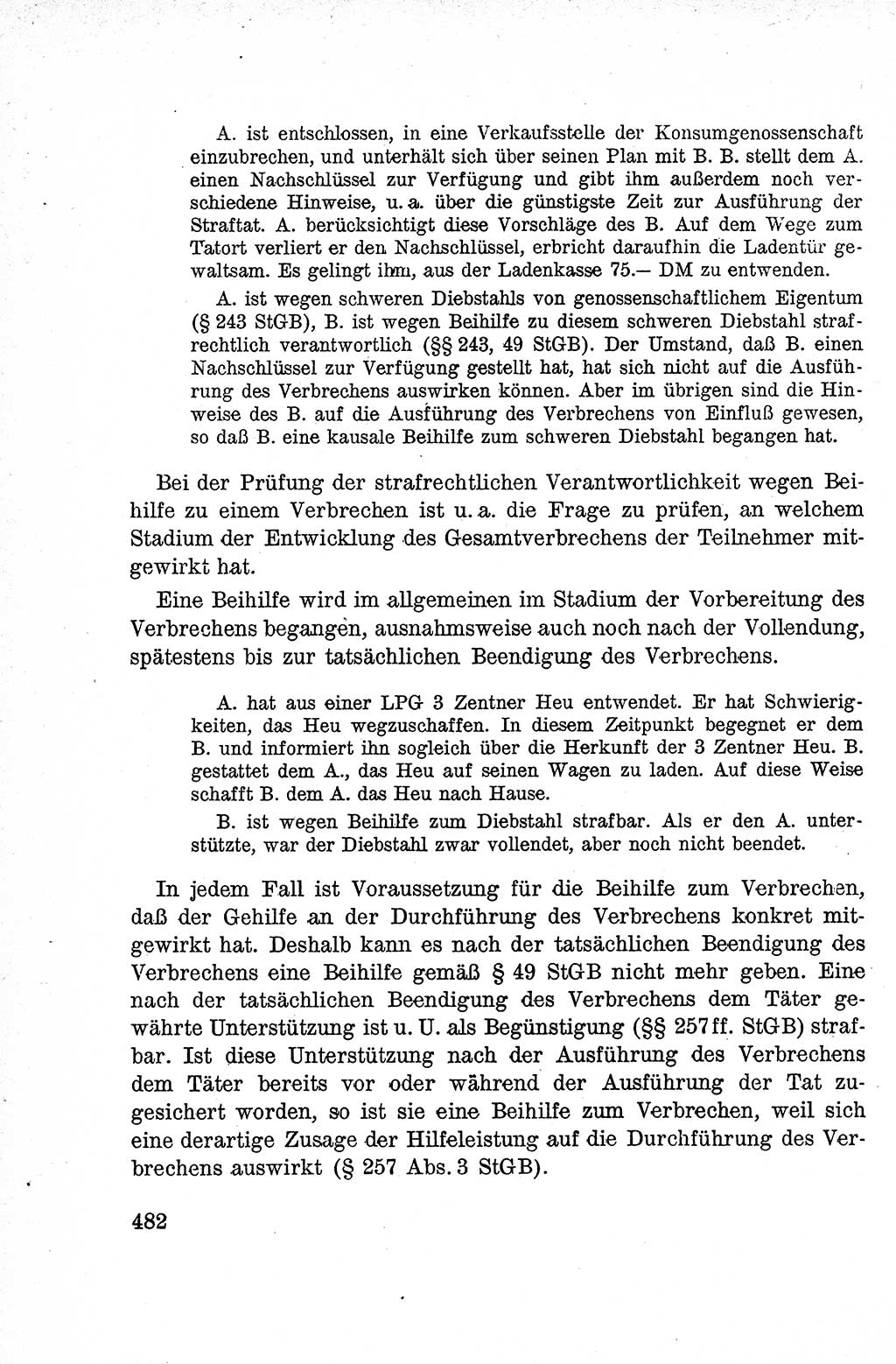 Lehrbuch des Strafrechts der Deutschen Demokratischen Republik (DDR), Allgemeiner Teil 1959, Seite 482 (Lb. Strafr. DDR AT 1959, S. 482)
