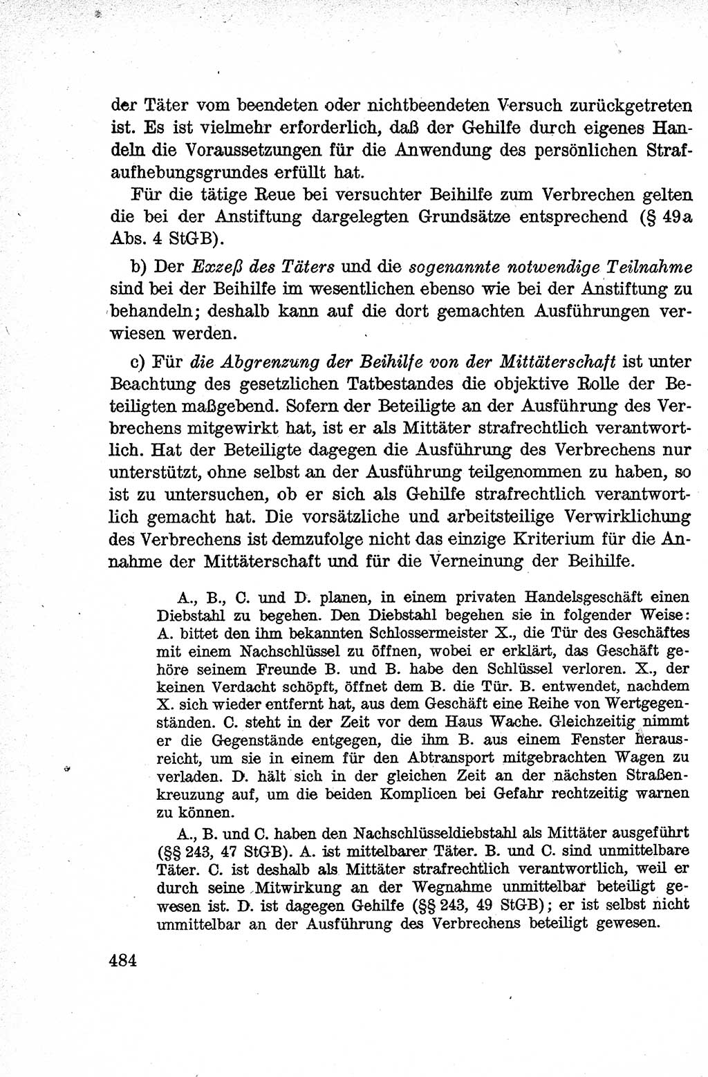 Lehrbuch des Strafrechts der Deutschen Demokratischen Republik (DDR), Allgemeiner Teil 1959, Seite 484 (Lb. Strafr. DDR AT 1959, S. 484)