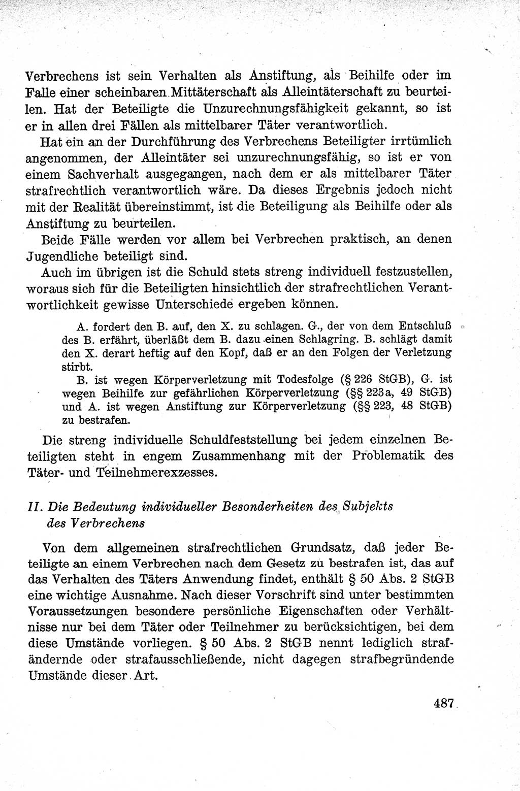 Lehrbuch des Strafrechts der Deutschen Demokratischen Republik (DDR), Allgemeiner Teil 1959, Seite 487 (Lb. Strafr. DDR AT 1959, S. 487)