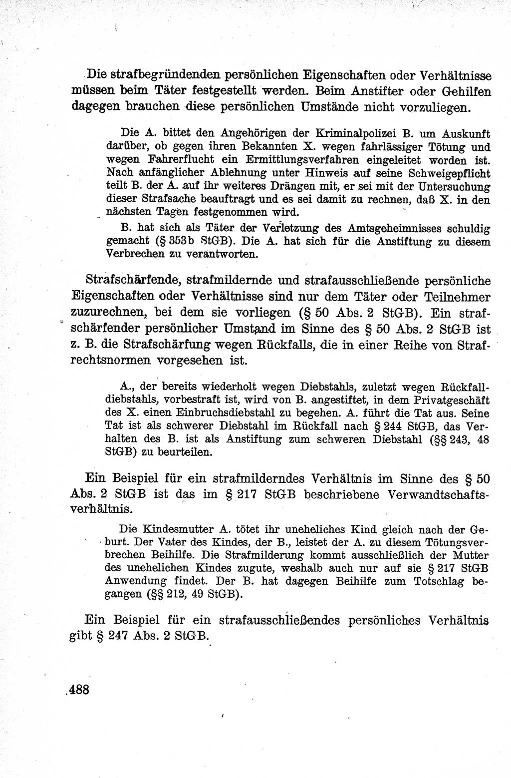 Lehrbuch des Strafrechts der Deutschen Demokratischen Republik (DDR), Allgemeiner Teil 1959, Seite 488 (Lb. Strafr. DDR AT 1959, S. 488)