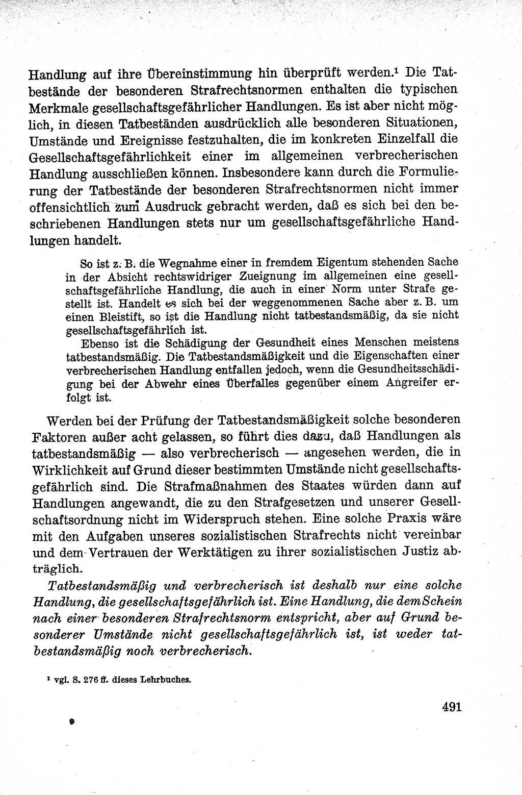 Lehrbuch des Strafrechts der Deutschen Demokratischen Republik (DDR), Allgemeiner Teil 1959, Seite 491 (Lb. Strafr. DDR AT 1959, S. 491)