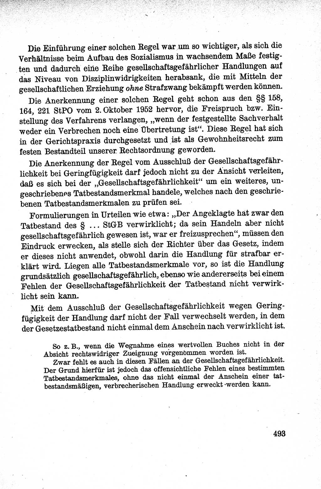 Lehrbuch des Strafrechts der Deutschen Demokratischen Republik (DDR), Allgemeiner Teil 1959, Seite 493 (Lb. Strafr. DDR AT 1959, S. 493)