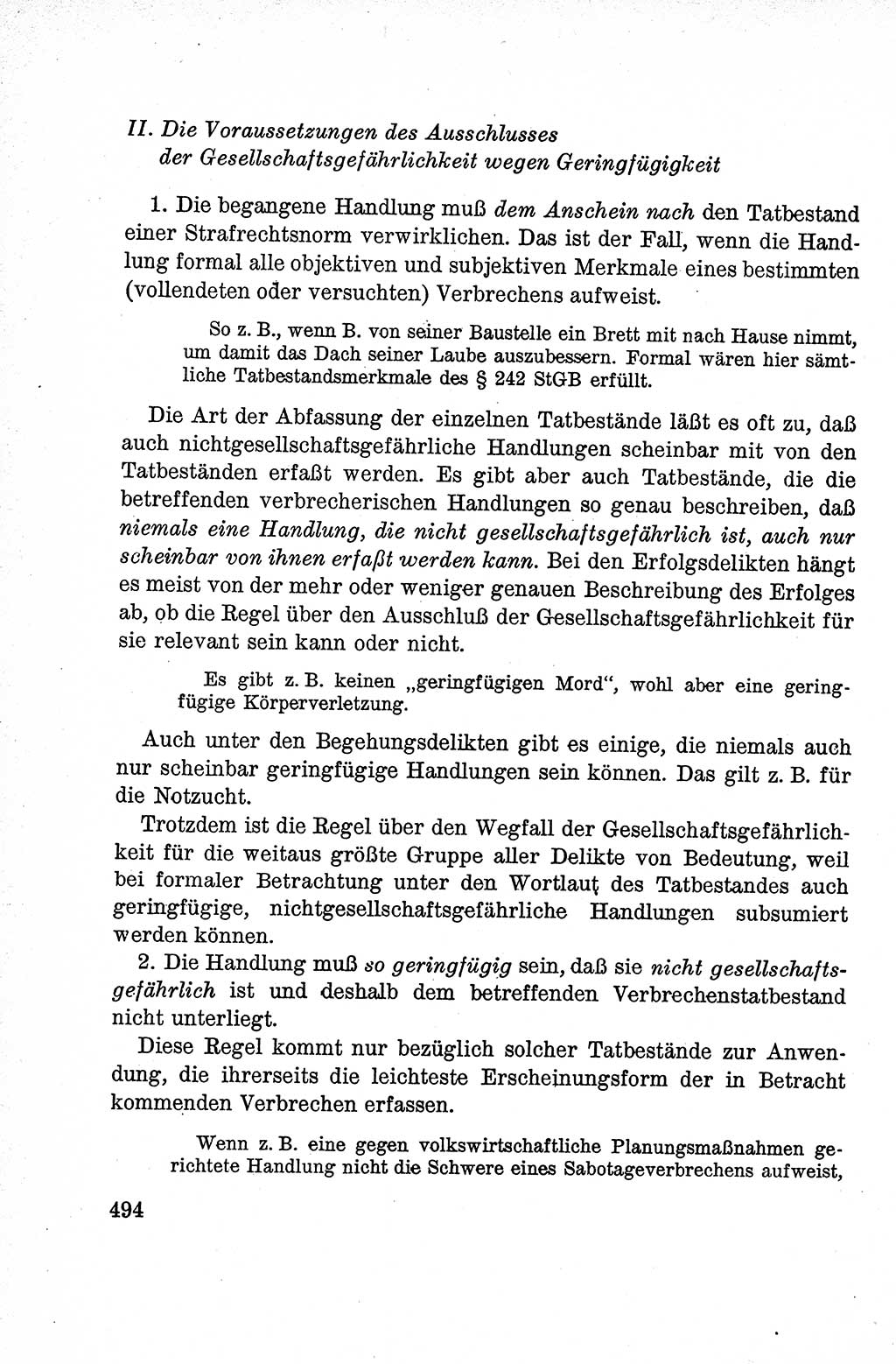 Lehrbuch des Strafrechts der Deutschen Demokratischen Republik (DDR), Allgemeiner Teil 1959, Seite 494 (Lb. Strafr. DDR AT 1959, S. 494)