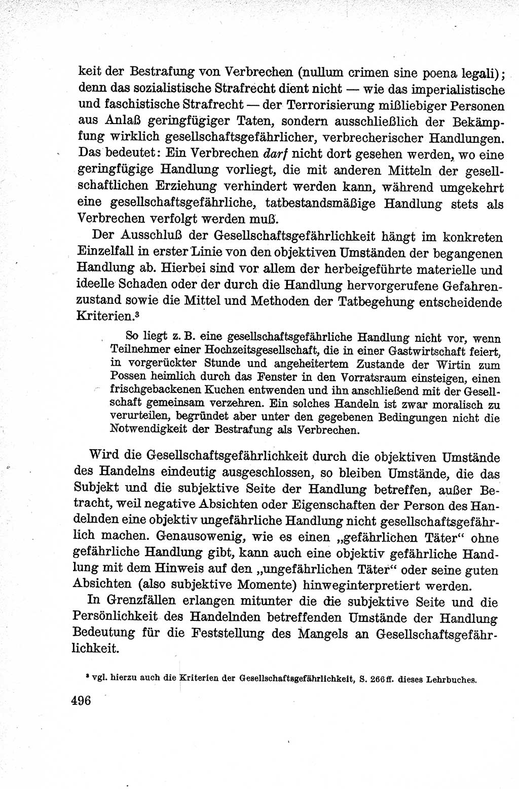 Lehrbuch des Strafrechts der Deutschen Demokratischen Republik (DDR), Allgemeiner Teil 1959, Seite 496 (Lb. Strafr. DDR AT 1959, S. 496)