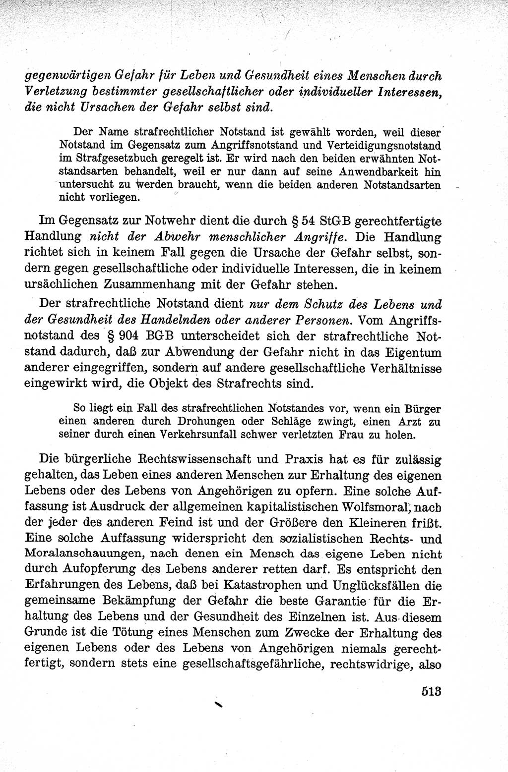 Lehrbuch des Strafrechts der Deutschen Demokratischen Republik (DDR), Allgemeiner Teil 1959, Seite 513 (Lb. Strafr. DDR AT 1959, S. 513)