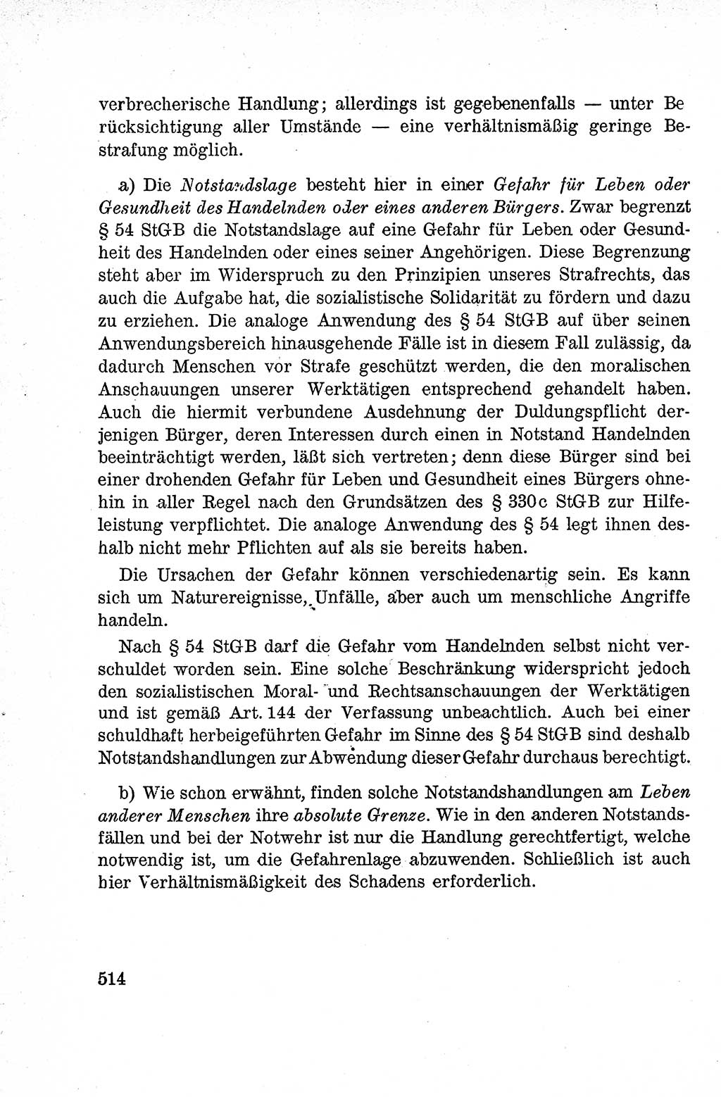 Lehrbuch des Strafrechts der Deutschen Demokratischen Republik (DDR), Allgemeiner Teil 1959, Seite 514 (Lb. Strafr. DDR AT 1959, S. 514)