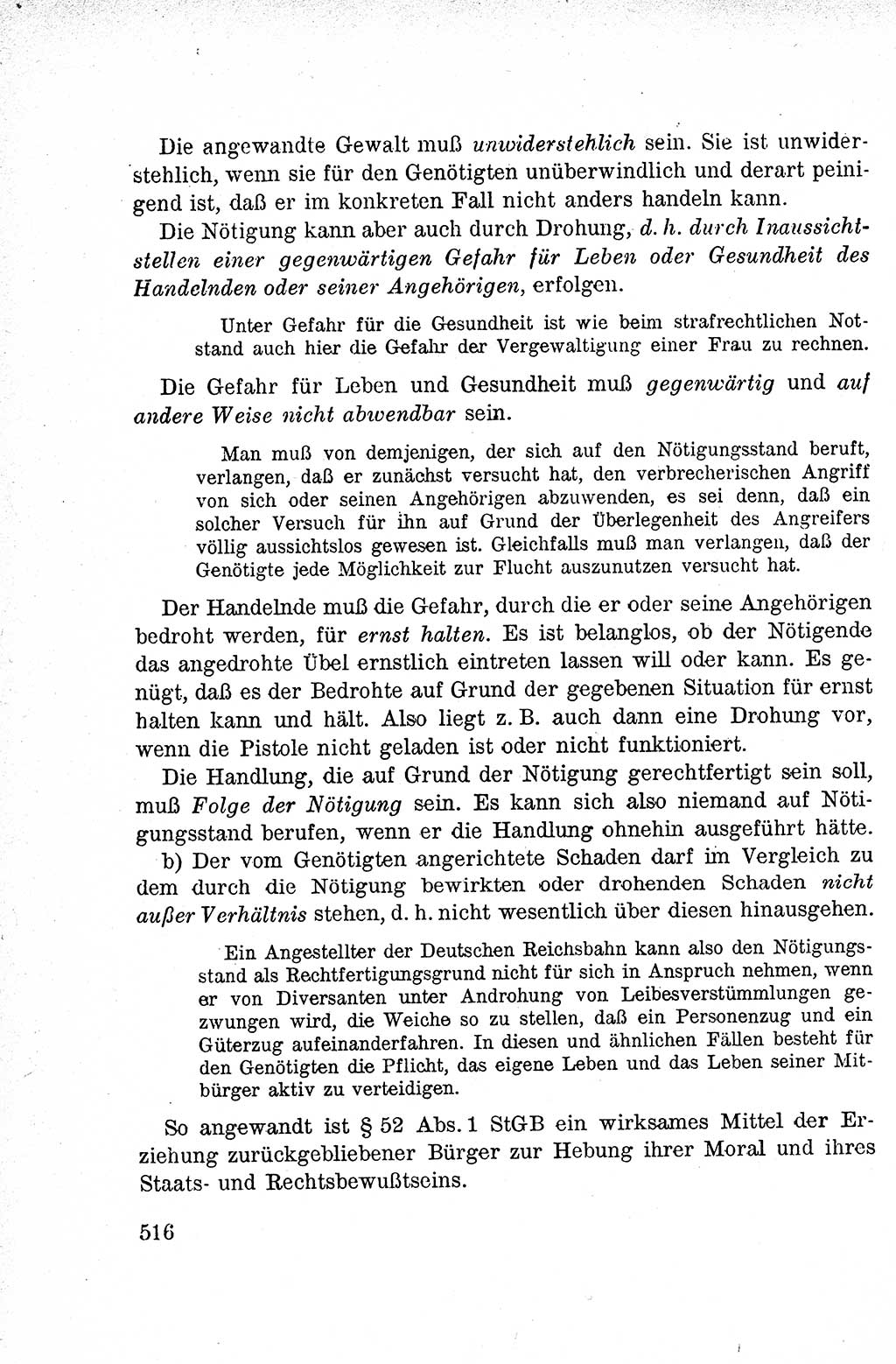 Lehrbuch des Strafrechts der Deutschen Demokratischen Republik (DDR), Allgemeiner Teil 1959, Seite 516 (Lb. Strafr. DDR AT 1959, S. 516)