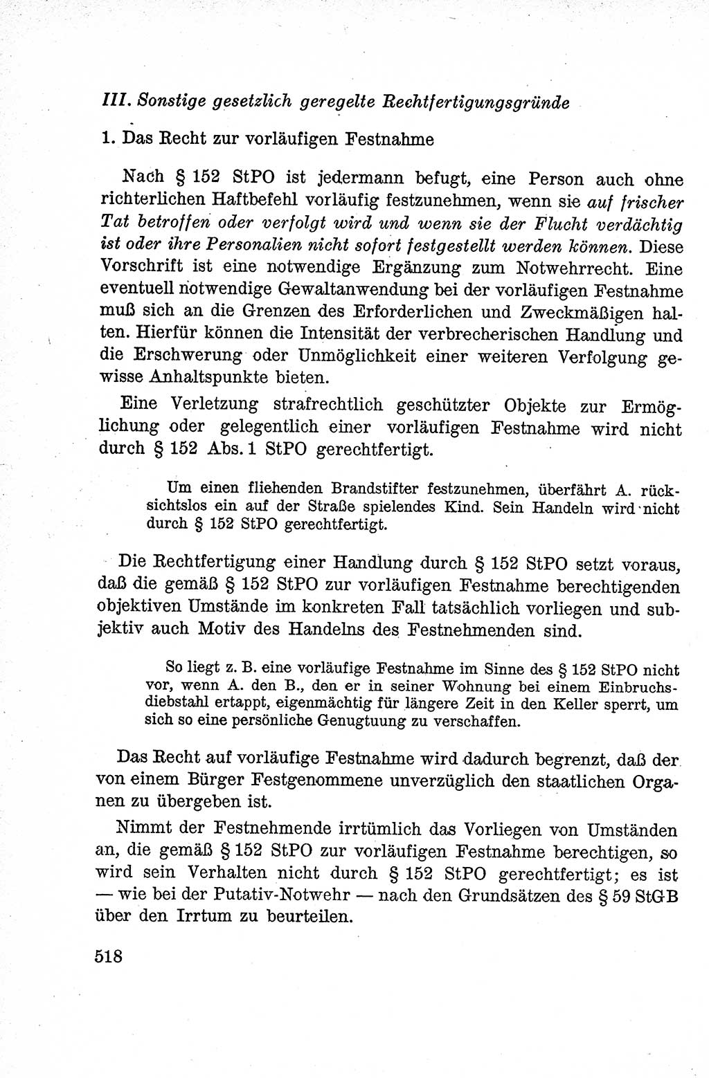 Lehrbuch des Strafrechts der Deutschen Demokratischen Republik (DDR), Allgemeiner Teil 1959, Seite 518 (Lb. Strafr. DDR AT 1959, S. 518)