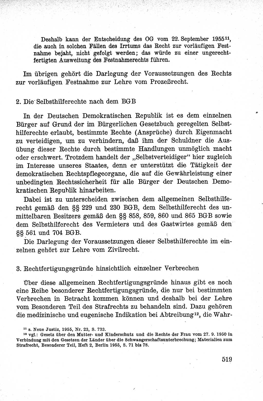 Lehrbuch des Strafrechts der Deutschen Demokratischen Republik (DDR), Allgemeiner Teil 1959, Seite 519 (Lb. Strafr. DDR AT 1959, S. 519)