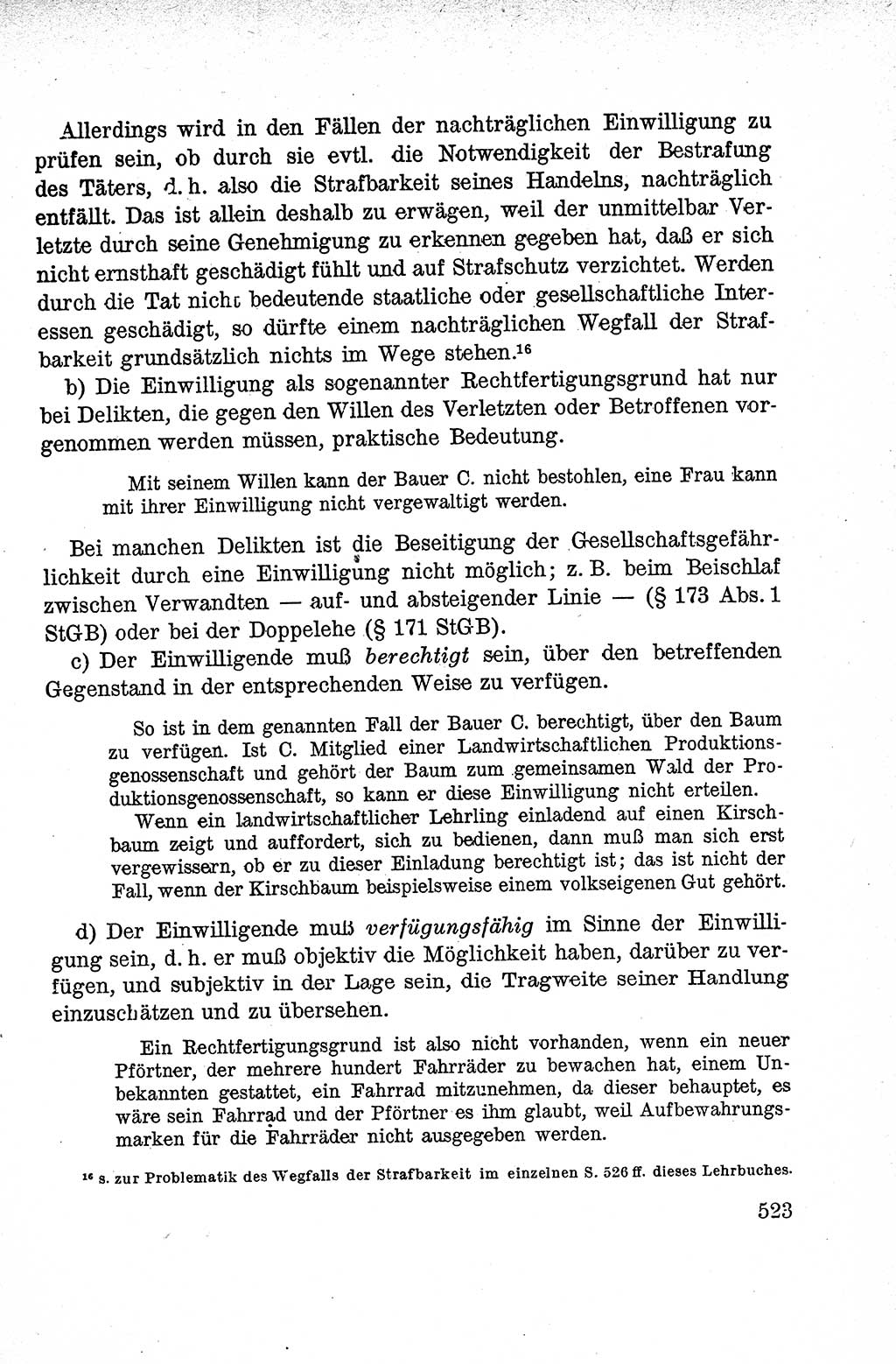 Lehrbuch des Strafrechts der Deutschen Demokratischen Republik (DDR), Allgemeiner Teil 1959, Seite 523 (Lb. Strafr. DDR AT 1959, S. 523)