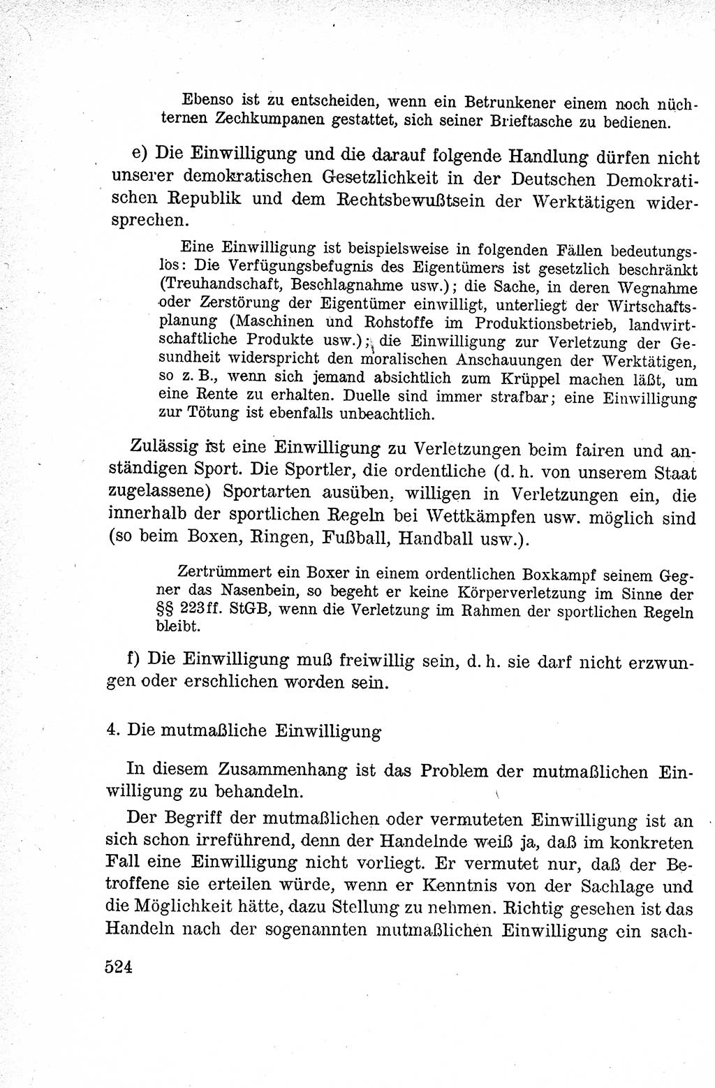 Lehrbuch des Strafrechts der Deutschen Demokratischen Republik (DDR), Allgemeiner Teil 1959, Seite 524 (Lb. Strafr. DDR AT 1959, S. 524)