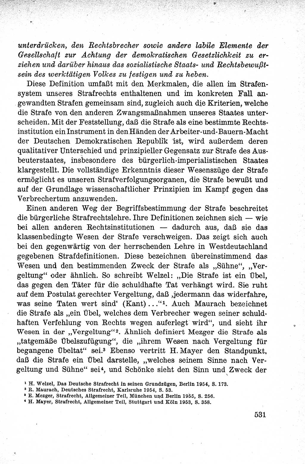 Lehrbuch des Strafrechts der Deutschen Demokratischen Republik (DDR), Allgemeiner Teil 1959, Seite 531 (Lb. Strafr. DDR AT 1959, S. 531)