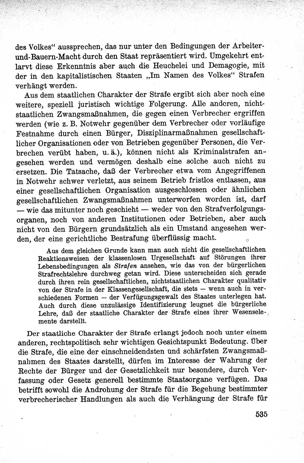 Lehrbuch des Strafrechts der Deutschen Demokratischen Republik (DDR), Allgemeiner Teil 1959, Seite 535 (Lb. Strafr. DDR AT 1959, S. 535)