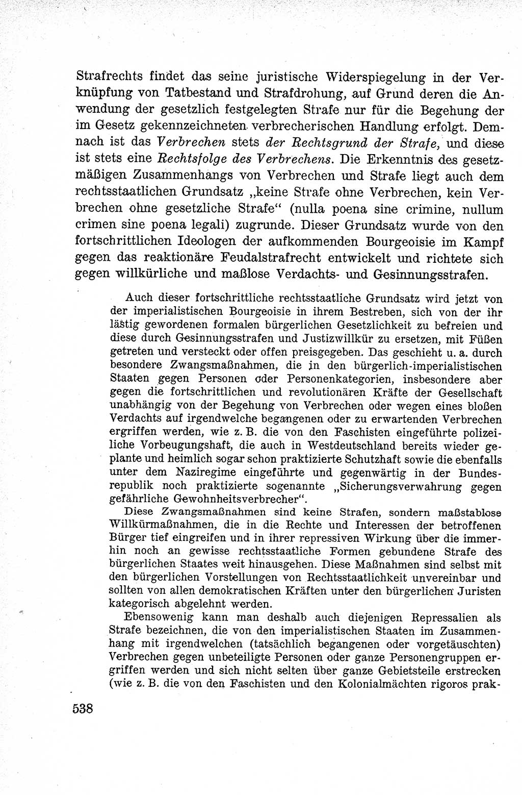 Lehrbuch des Strafrechts der Deutschen Demokratischen Republik (DDR), Allgemeiner Teil 1959, Seite 538 (Lb. Strafr. DDR AT 1959, S. 538)