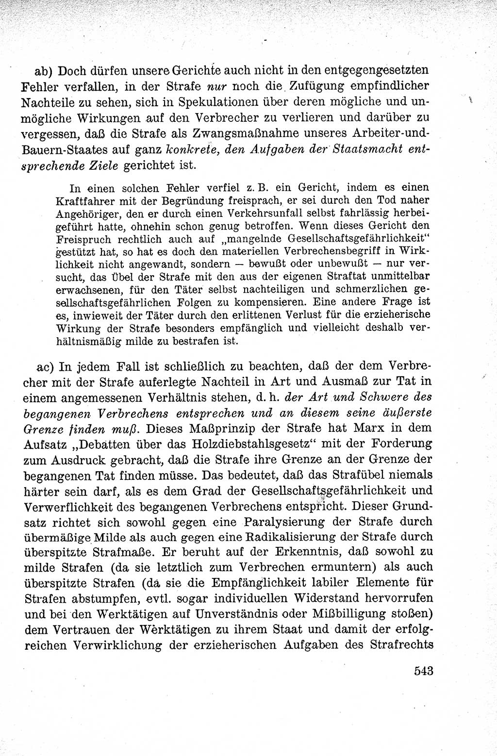 Lehrbuch des Strafrechts der Deutschen Demokratischen Republik (DDR), Allgemeiner Teil 1959, Seite 543 (Lb. Strafr. DDR AT 1959, S. 543)