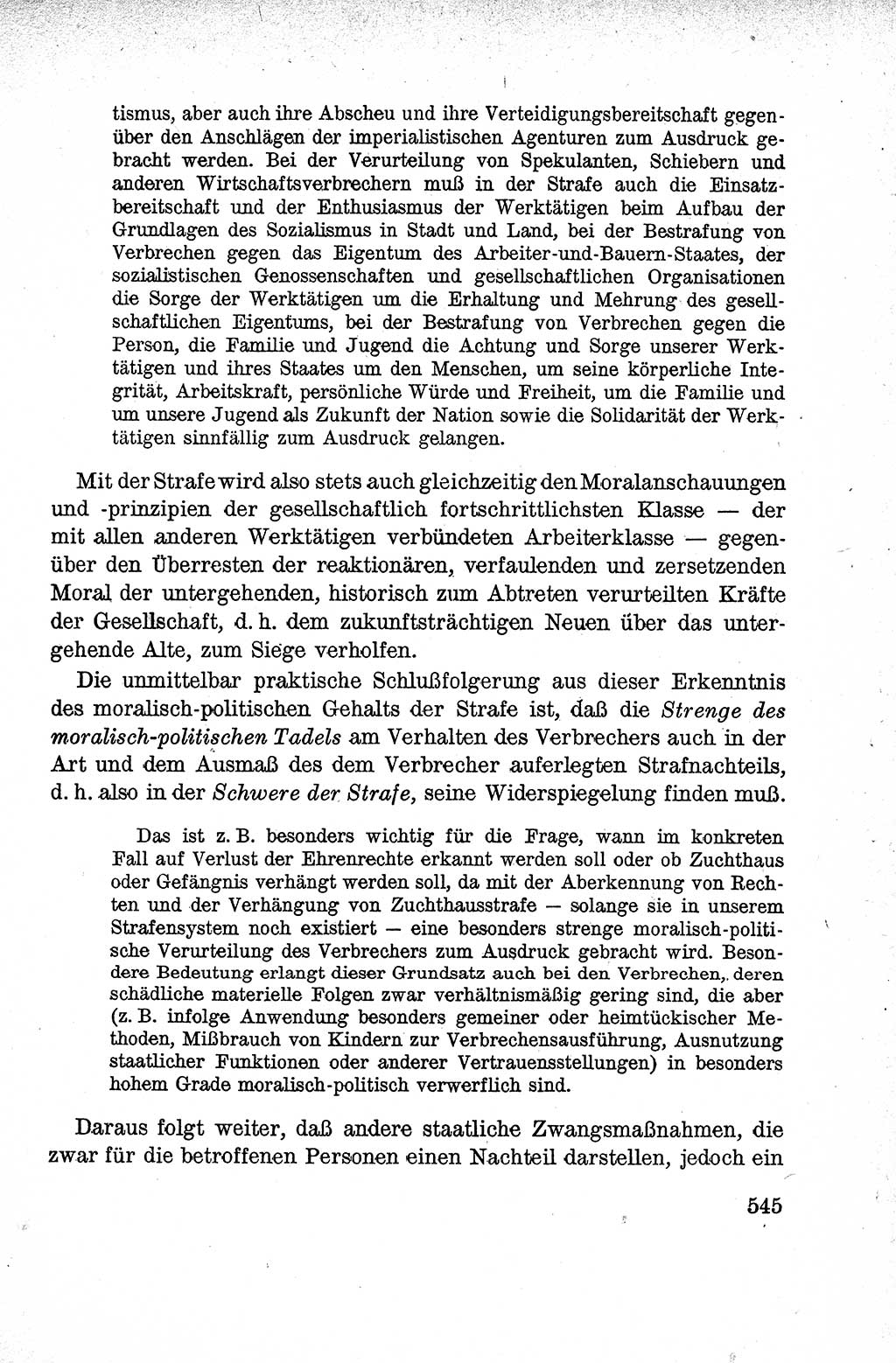 Lehrbuch des Strafrechts der Deutschen Demokratischen Republik (DDR), Allgemeiner Teil 1959, Seite 545 (Lb. Strafr. DDR AT 1959, S. 545)