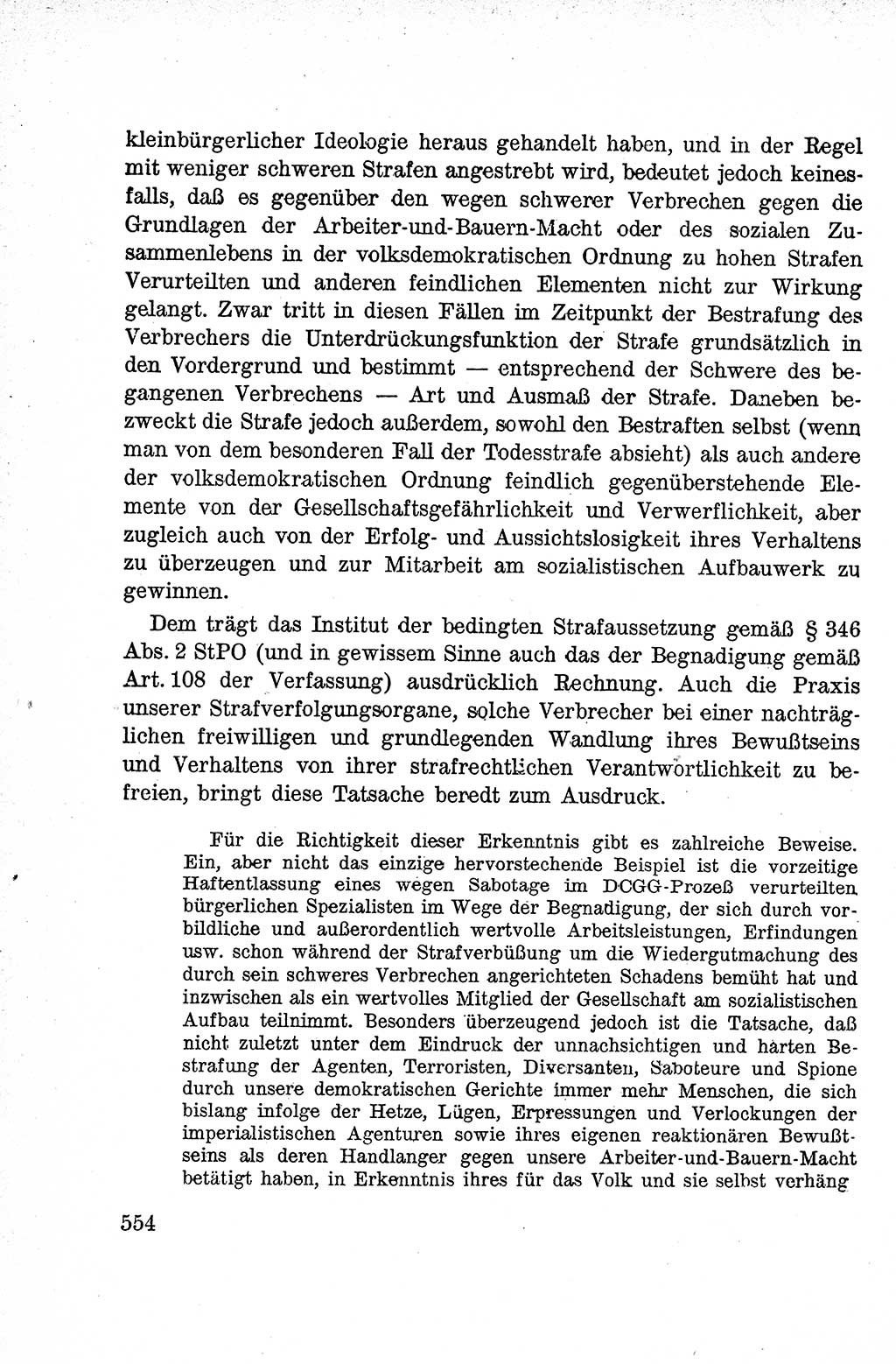 Lehrbuch des Strafrechts der Deutschen Demokratischen Republik (DDR), Allgemeiner Teil 1959, Seite 554 (Lb. Strafr. DDR AT 1959, S. 554)
