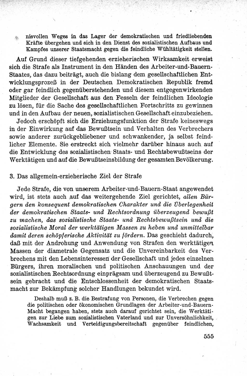 Lehrbuch des Strafrechts der Deutschen Demokratischen Republik (DDR), Allgemeiner Teil 1959, Seite 555 (Lb. Strafr. DDR AT 1959, S. 555)
