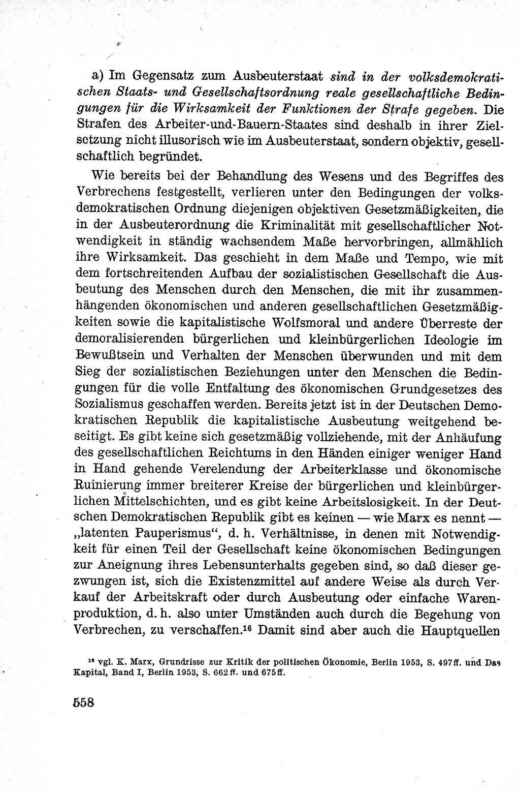 Lehrbuch des Strafrechts der Deutschen Demokratischen Republik (DDR), Allgemeiner Teil 1959, Seite 558 (Lb. Strafr. DDR AT 1959, S. 558)