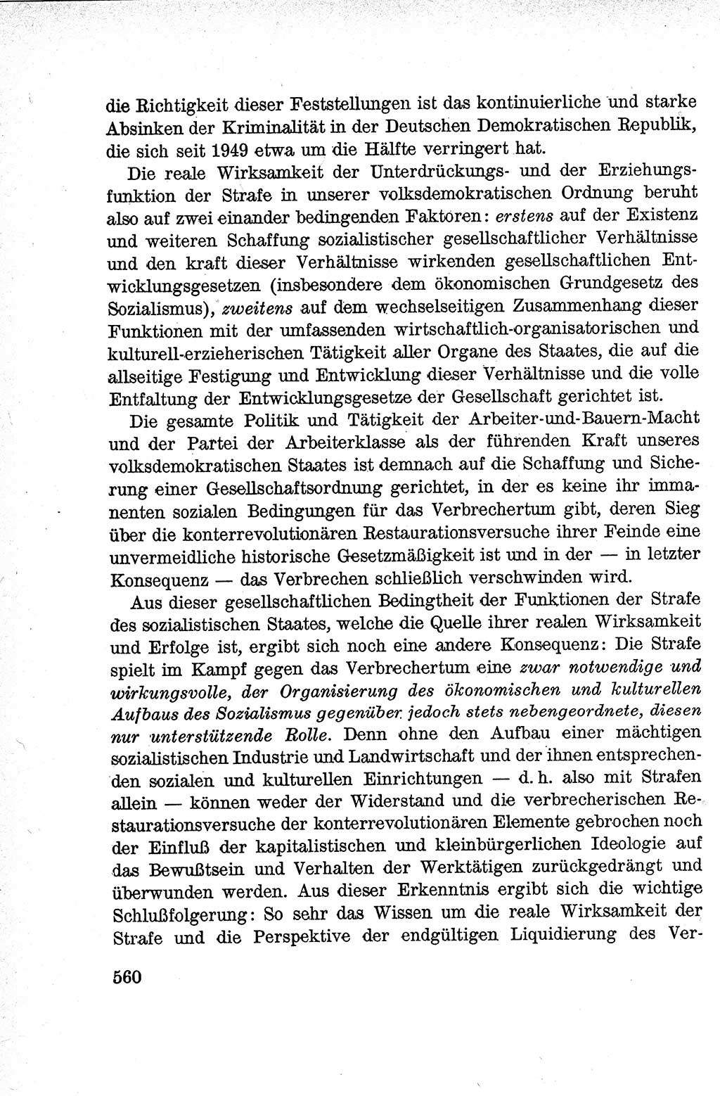 Lehrbuch des Strafrechts der Deutschen Demokratischen Republik (DDR), Allgemeiner Teil 1959, Seite 560 (Lb. Strafr. DDR AT 1959, S. 560)