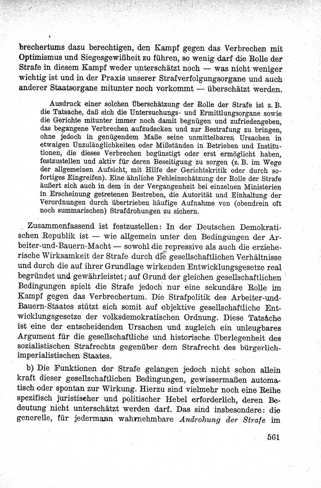 Lehrbuch des Strafrechts der Deutschen Demokratischen Republik (DDR), Allgemeiner Teil 1959, Seite 561 (Lb. Strafr. DDR AT 1959, S. 561)
