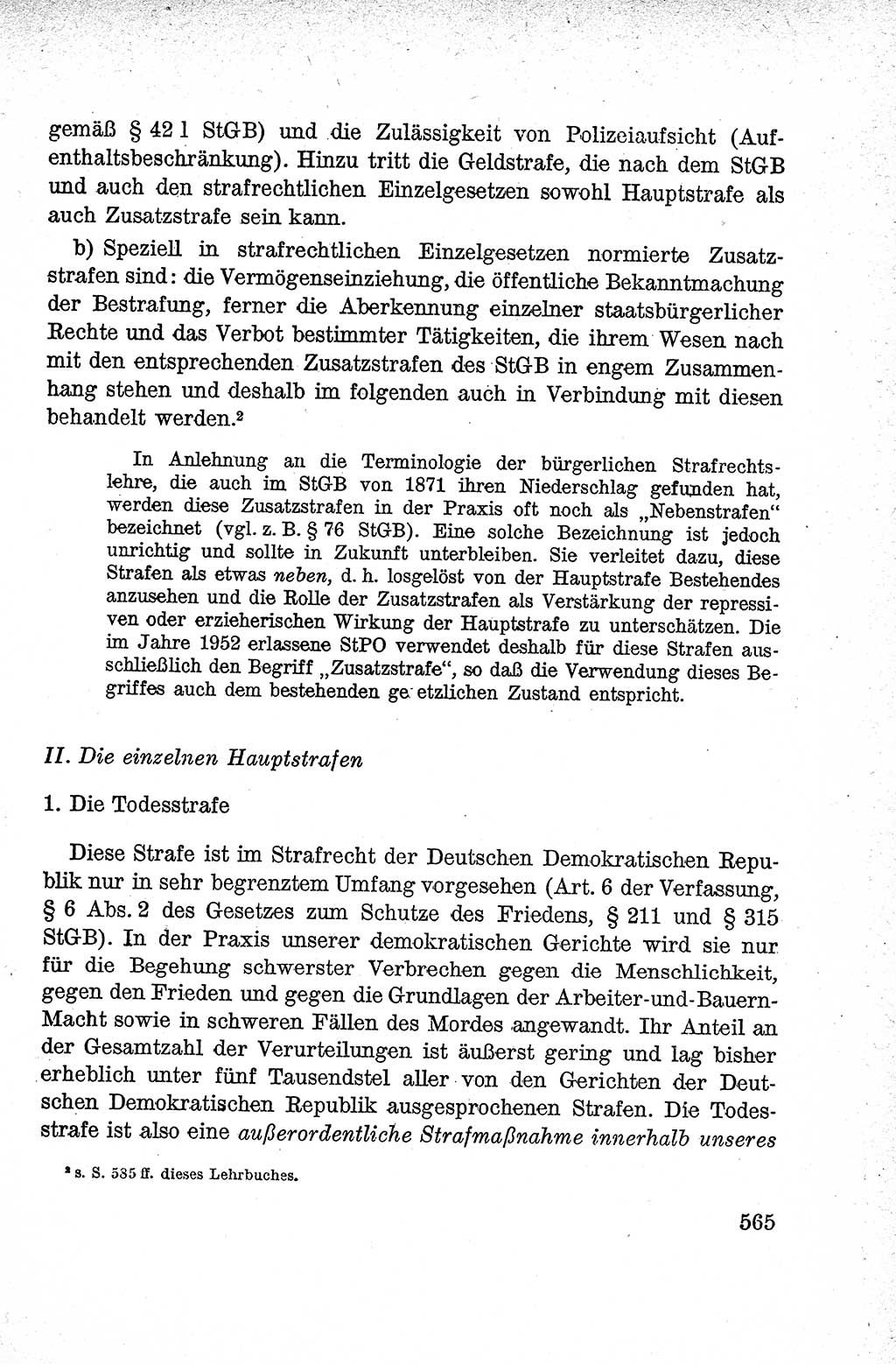 Lehrbuch des Strafrechts der Deutschen Demokratischen Republik (DDR), Allgemeiner Teil 1959, Seite 565 (Lb. Strafr. DDR AT 1959, S. 565)