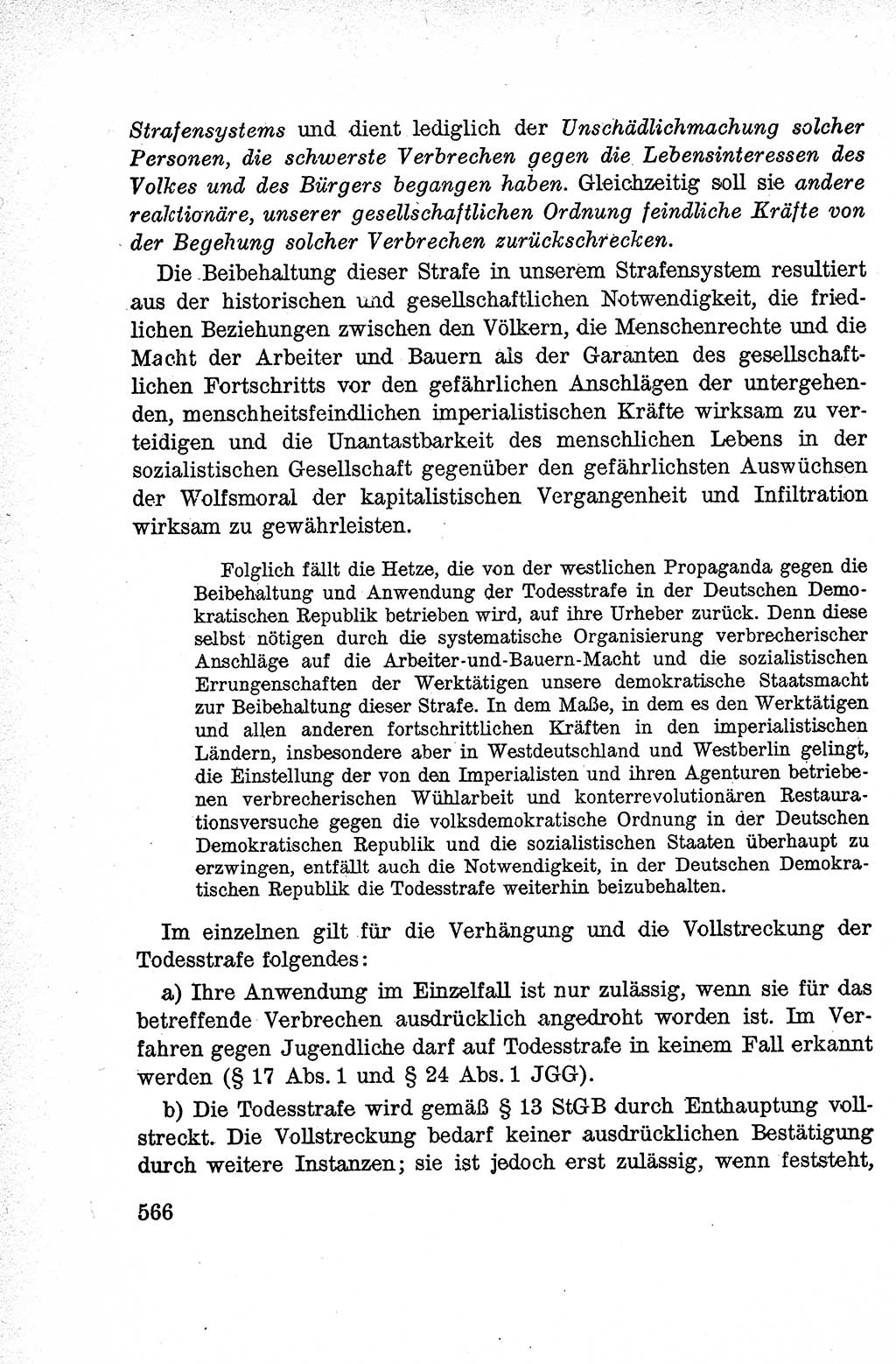 Lehrbuch des Strafrechts der Deutschen Demokratischen Republik (DDR), Allgemeiner Teil 1959, Seite 566 (Lb. Strafr. DDR AT 1959, S. 566)
