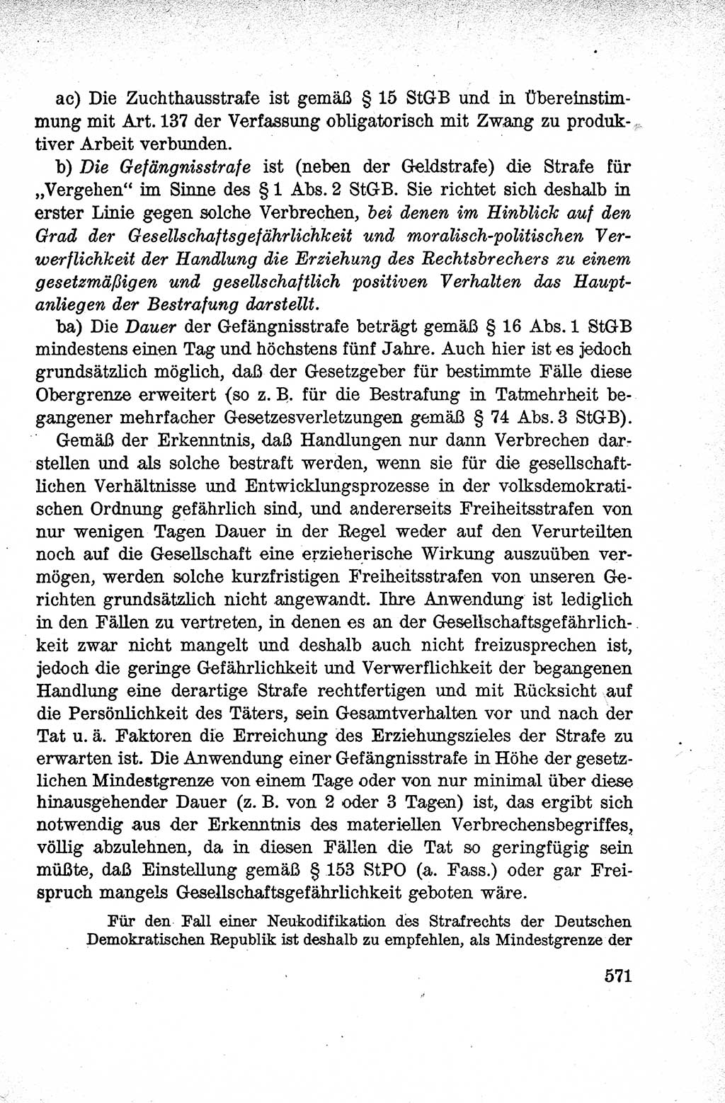Lehrbuch des Strafrechts der Deutschen Demokratischen Republik (DDR), Allgemeiner Teil 1959, Seite 571 (Lb. Strafr. DDR AT 1959, S. 571)